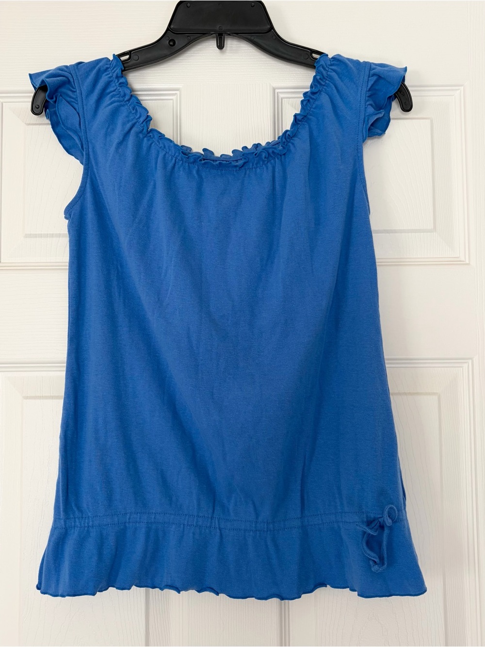 Mossimo Royal Blue Ruffle Sleeve Cotton Top